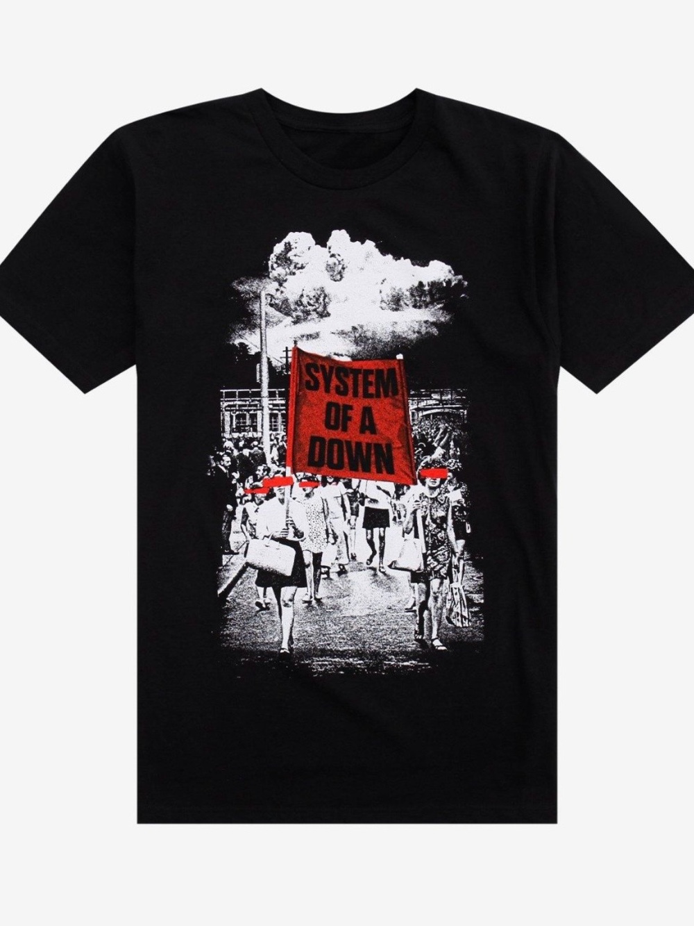 Hot Topic Black Tee System Of A Down Red Flag Photo Graphic Unisex